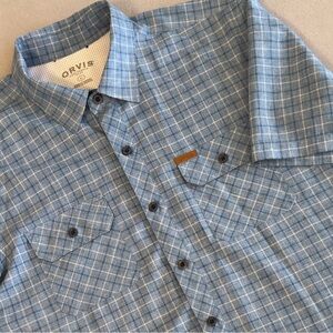 Orvis Blue Plaid Short-Sleeve Button Down Performance Shirt